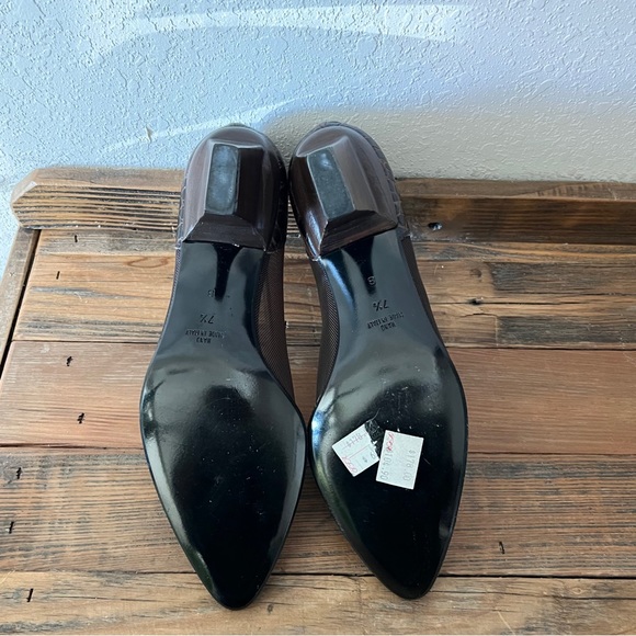 NWT Vintage - Oscar de la Renta - Brown Leather Heels 7.5B - Picture 12 of 13